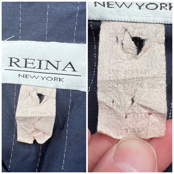 Vintage Reina Short Sleeve Button Down Shirt Modesty Insert Striped Size Medium - Picture 3 of 9